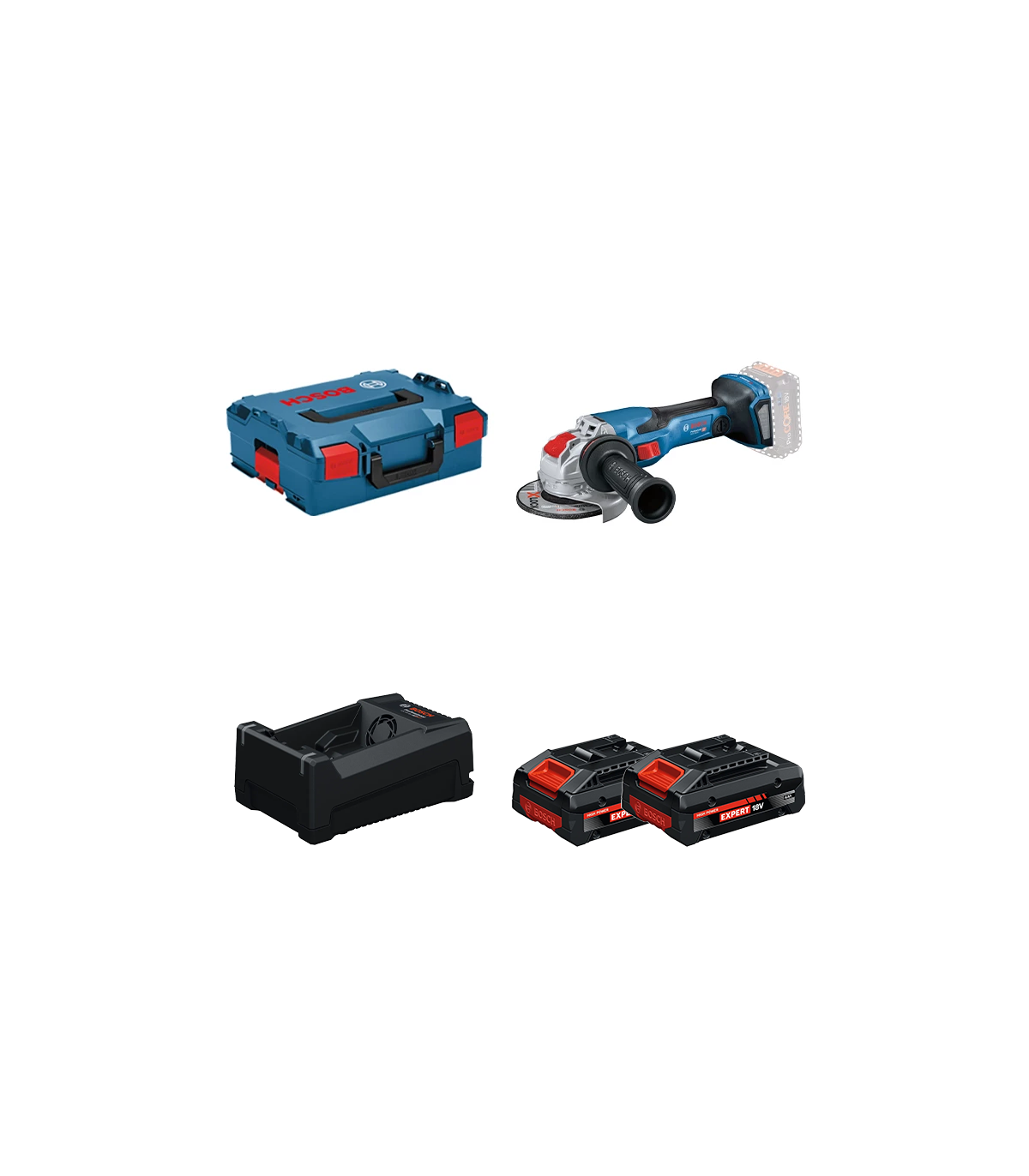 Meuleuse Ø125 mm GWX 18V-15 C + 2 Batteries EXPERT 4 Ah + 1 Chargeur GAL 12V/18V-80 BOSCH