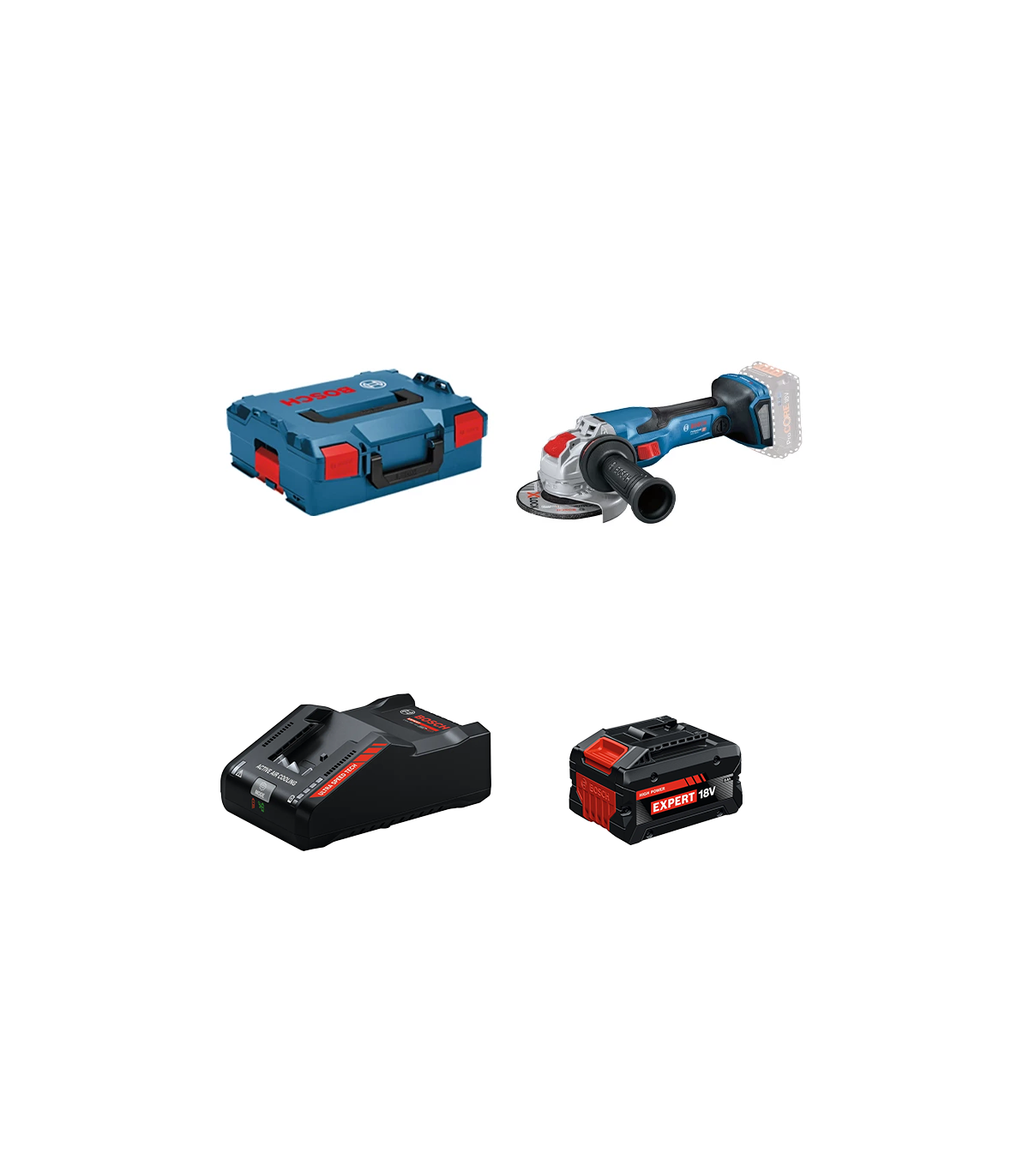 Meuleuse Ø125 mm GWX 18V-15 C + 1 Batterie EXPERT 8 Ah + 1 Chargeur EXAL18V-160 BOSCH