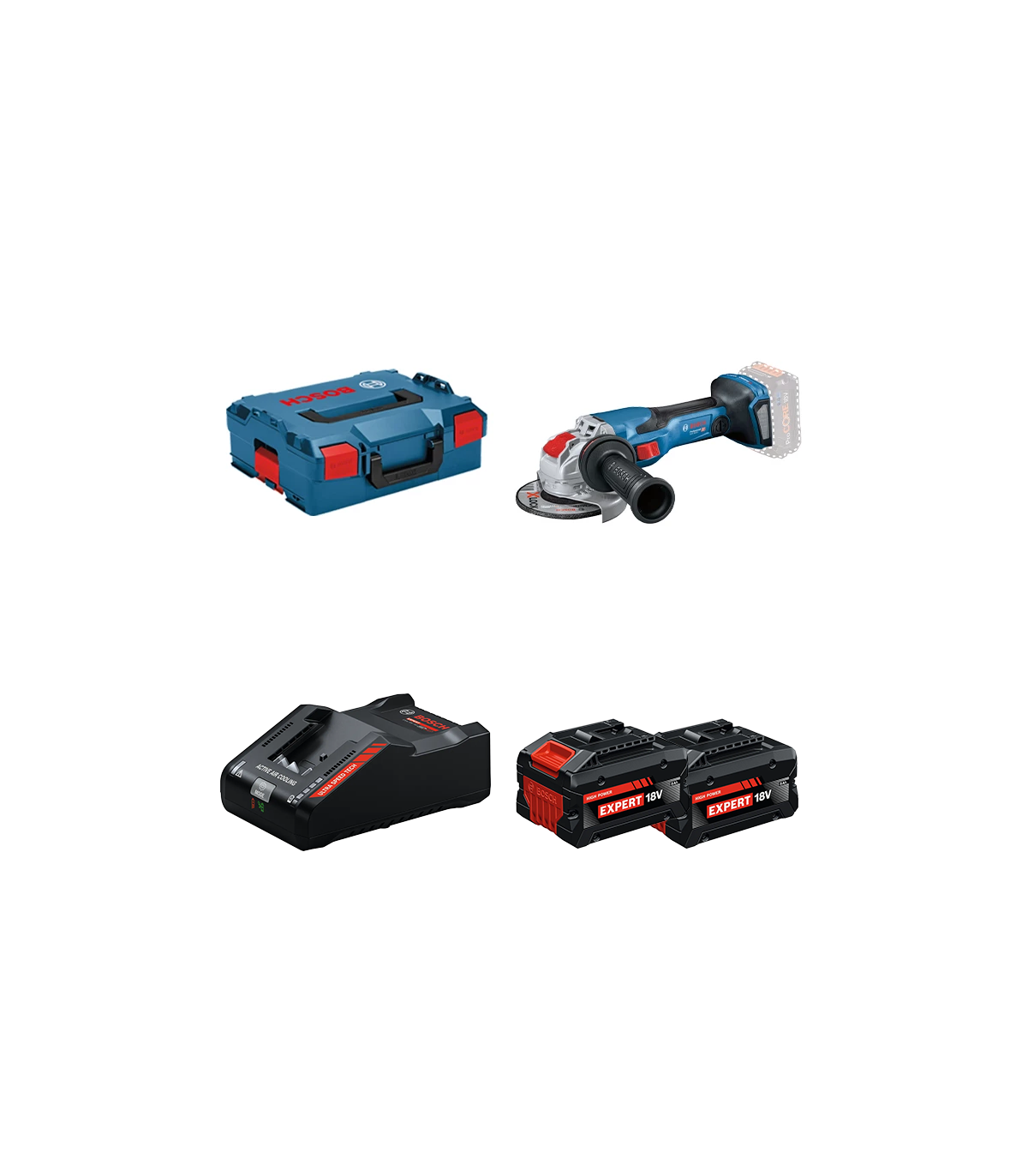 Meuleuse Ø125 mm GWX 18V-15 C + 2 Batteries EXPERT 8 Ah + 1 Chargeur EXAL18V-160 BOSCH