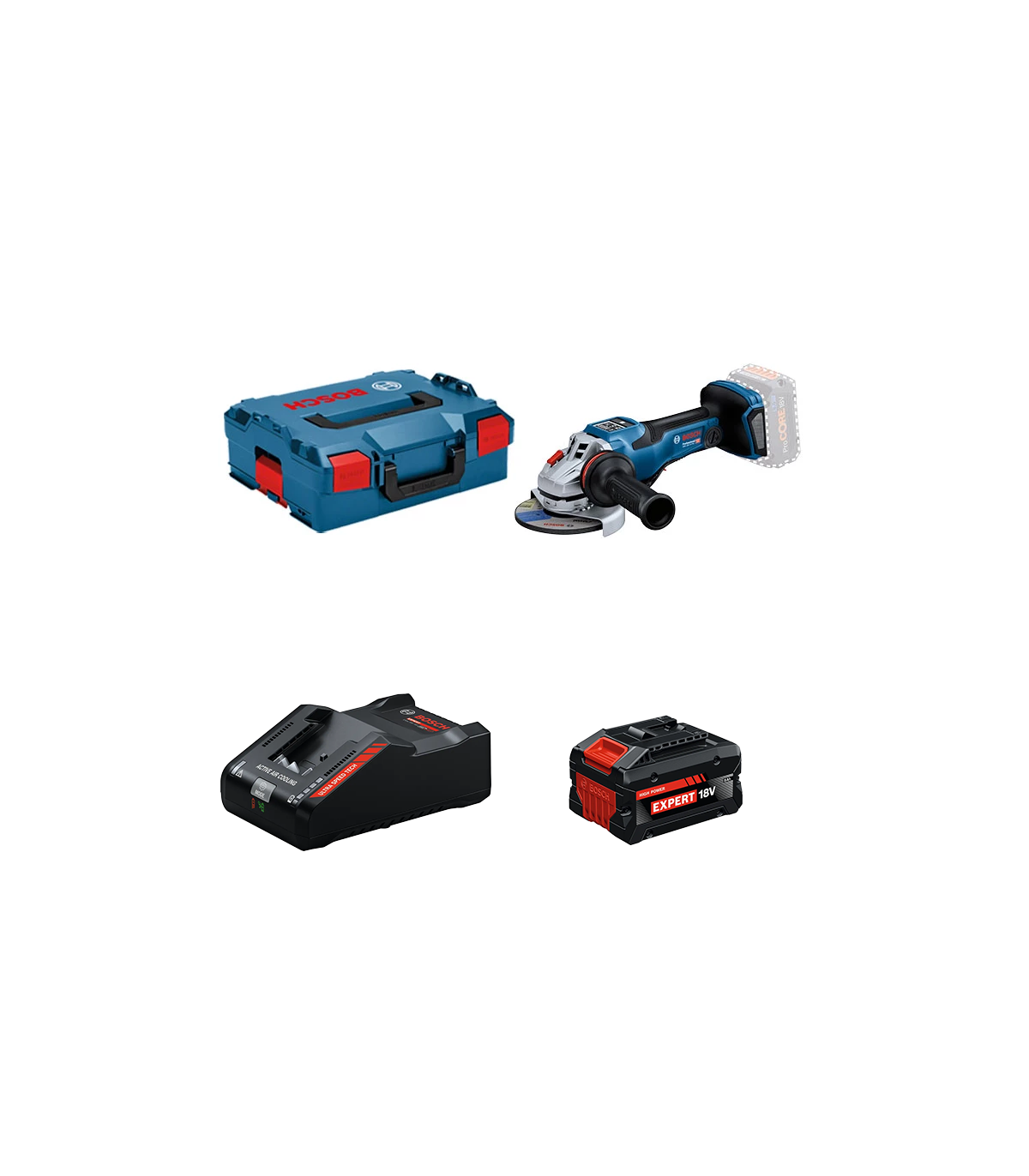 Meuleuse Ø125 mm GWS 18V-15 PSC + 1 Batterie EXPERT 8 Ah + 1 Chargeur EXAL18V-160 BOSCH