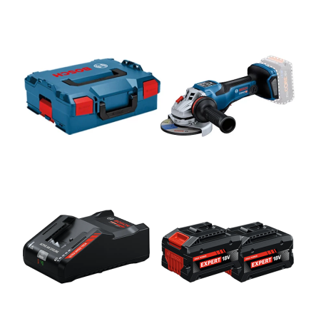 Meuleuse Ø125 mm GWS 18V-15 PSC + 2 Batteries EXPERT 8 Ah + 1 Chargeur EXAL18V-160 BOSCH