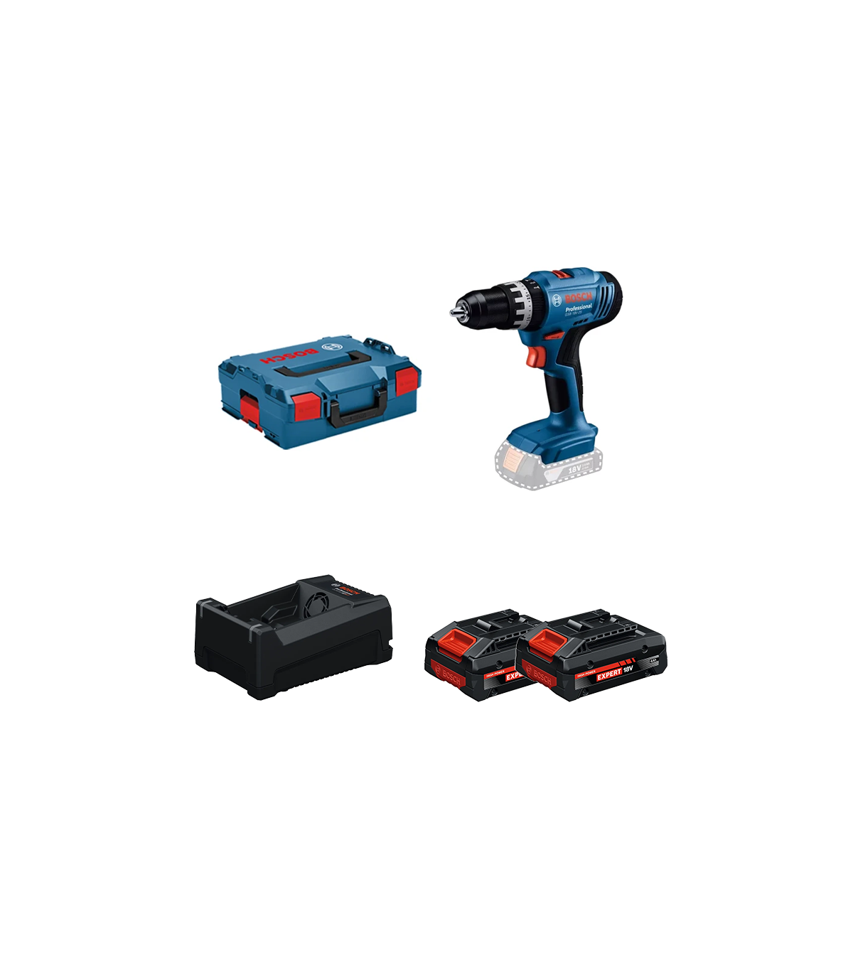 Perceuse-visseuse à percussion GSB 18V-25 + 2 Batteries EXPERT 4 Ah + 1 Chargeur GAL 12V/18V-80 BOSCH
