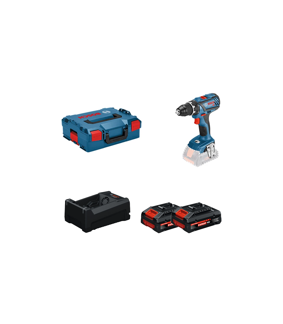 Perceuse-visseuse GSR 18V-28 + 2 Batteries EXPERT 4 Ah + 1 Chargeur GAL 12V/18V-80 BOSCH