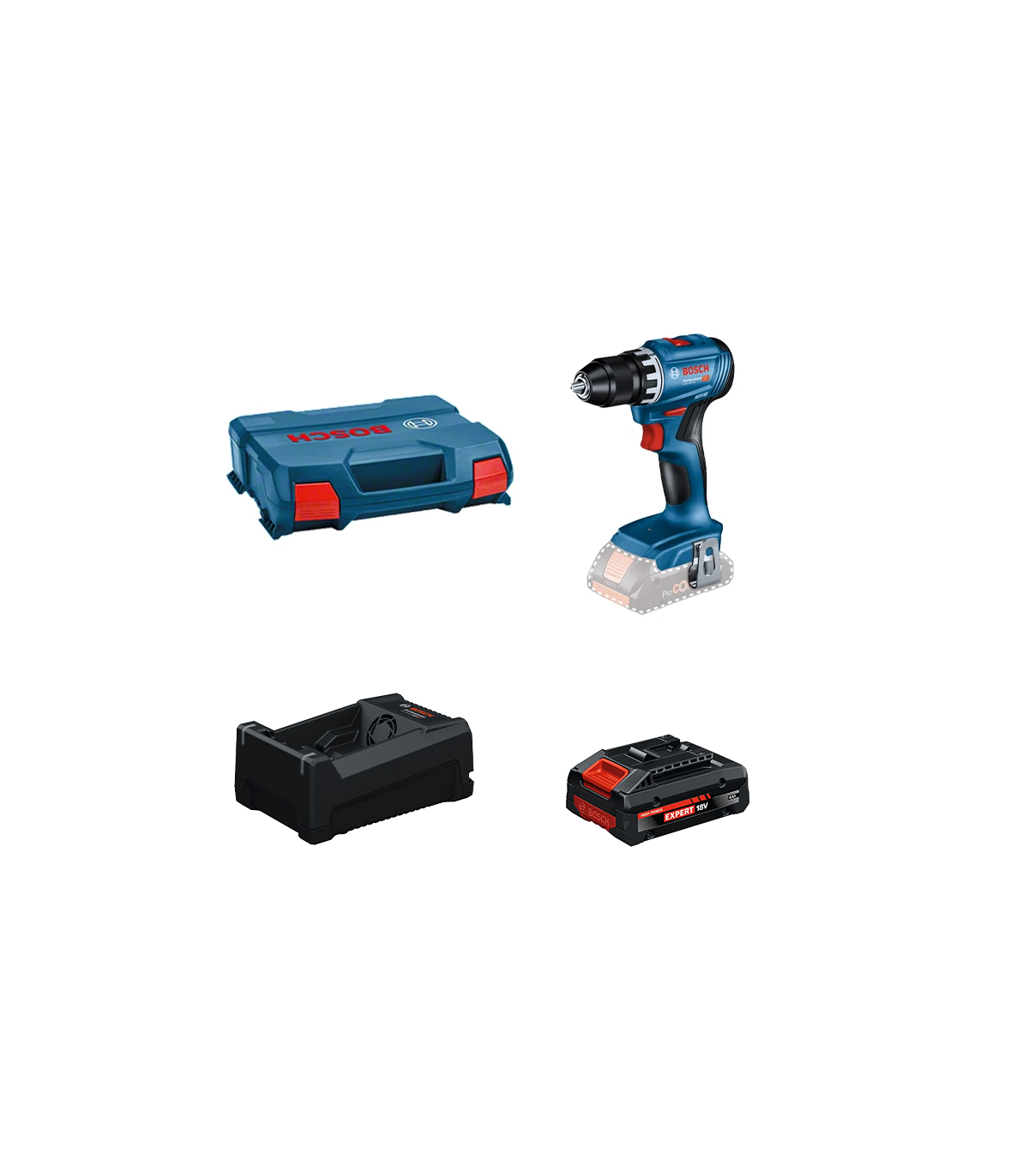 Perceuse-visseuse GSR 18V-45 + 1 Batterie EXPERT 4 Ah + 1 Chargeur GAL 12V/18V-80 BOSCH
