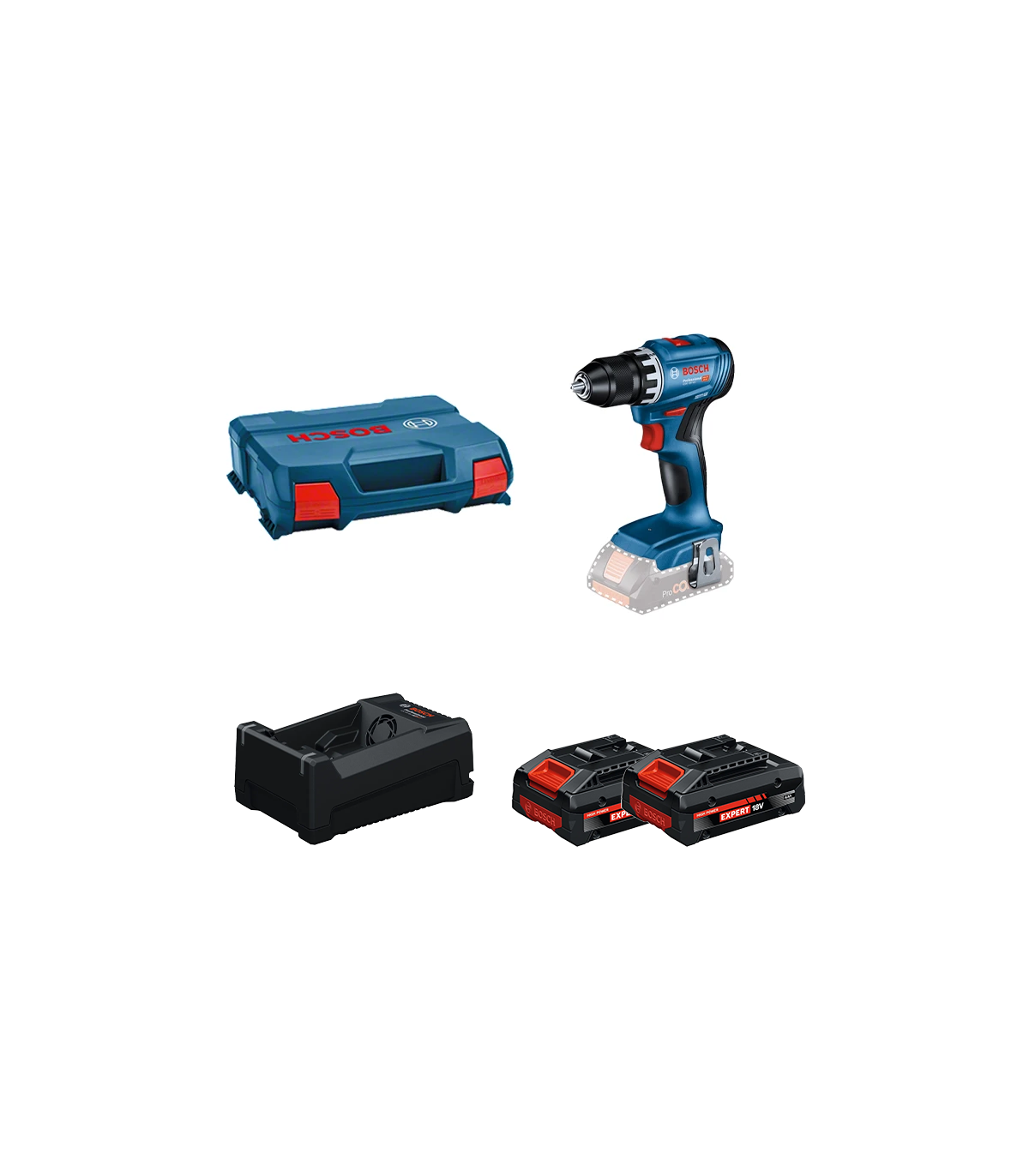 Perceuse-visseuse GSR 18V-45 + 2 Batteries EXPERT 4 Ah + 1 Chargeur GAL 12V/18V-80 BOSCH