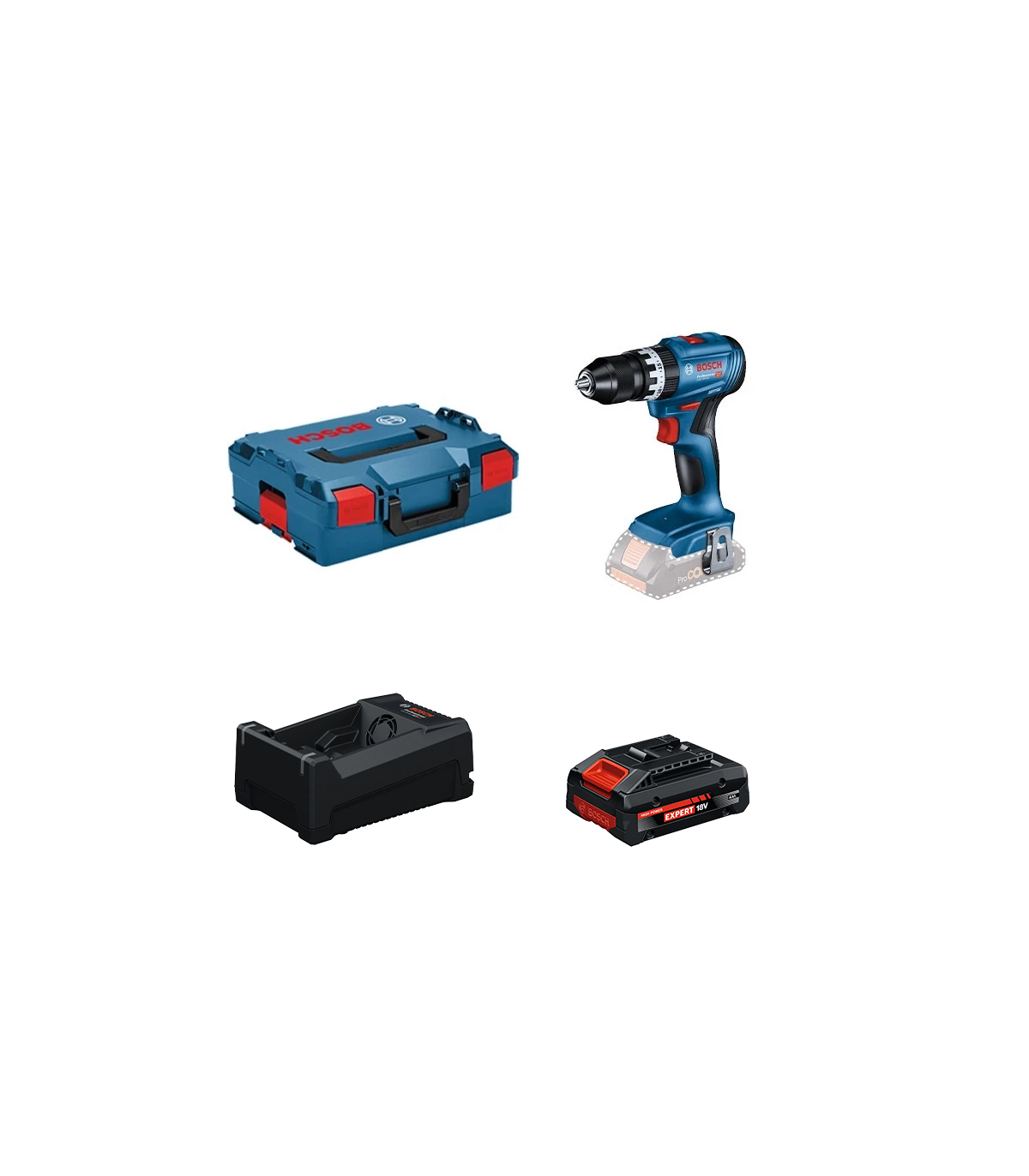 Perceuse-visseuse à percussion GSB 18V-45 + 1 Batterie EXPERT 4 Ah + 1 Chargeur GAL 12V/18V-80 BOSCH