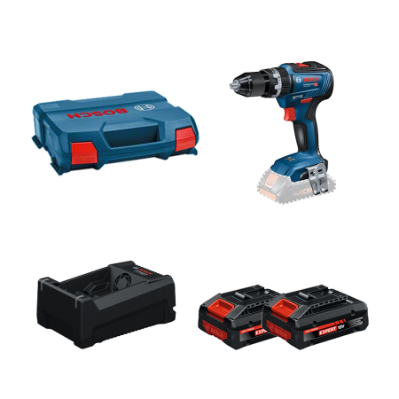 Perceuse-visseuse à percussion GSB 18V-55 + 2 Batteries EXPERT 4 Ah + 1 Chargeur GAL 12V/18V-80 BOSCH