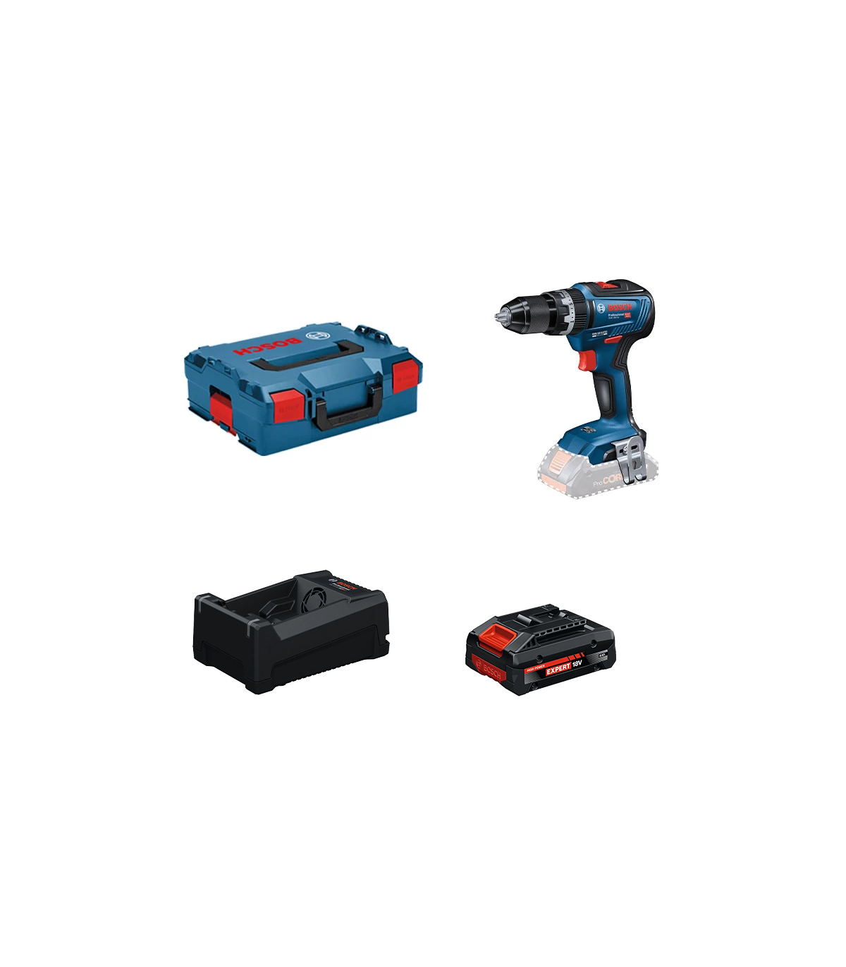 Perceuse-visseuse à percussion GSB 18V-55 + 1 Batterie EXPERT 4 Ah + 1 Chargeur GAL 12V/18V-80 BOSCH