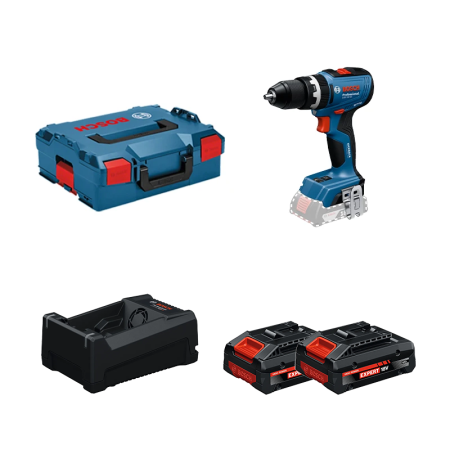 Perceuse-visseuse à percussion GSB 18V-65 + 2 Batteries EXPERT 4 Ah + 1 Chargeur GAL 12V/18V-80 BOSCH