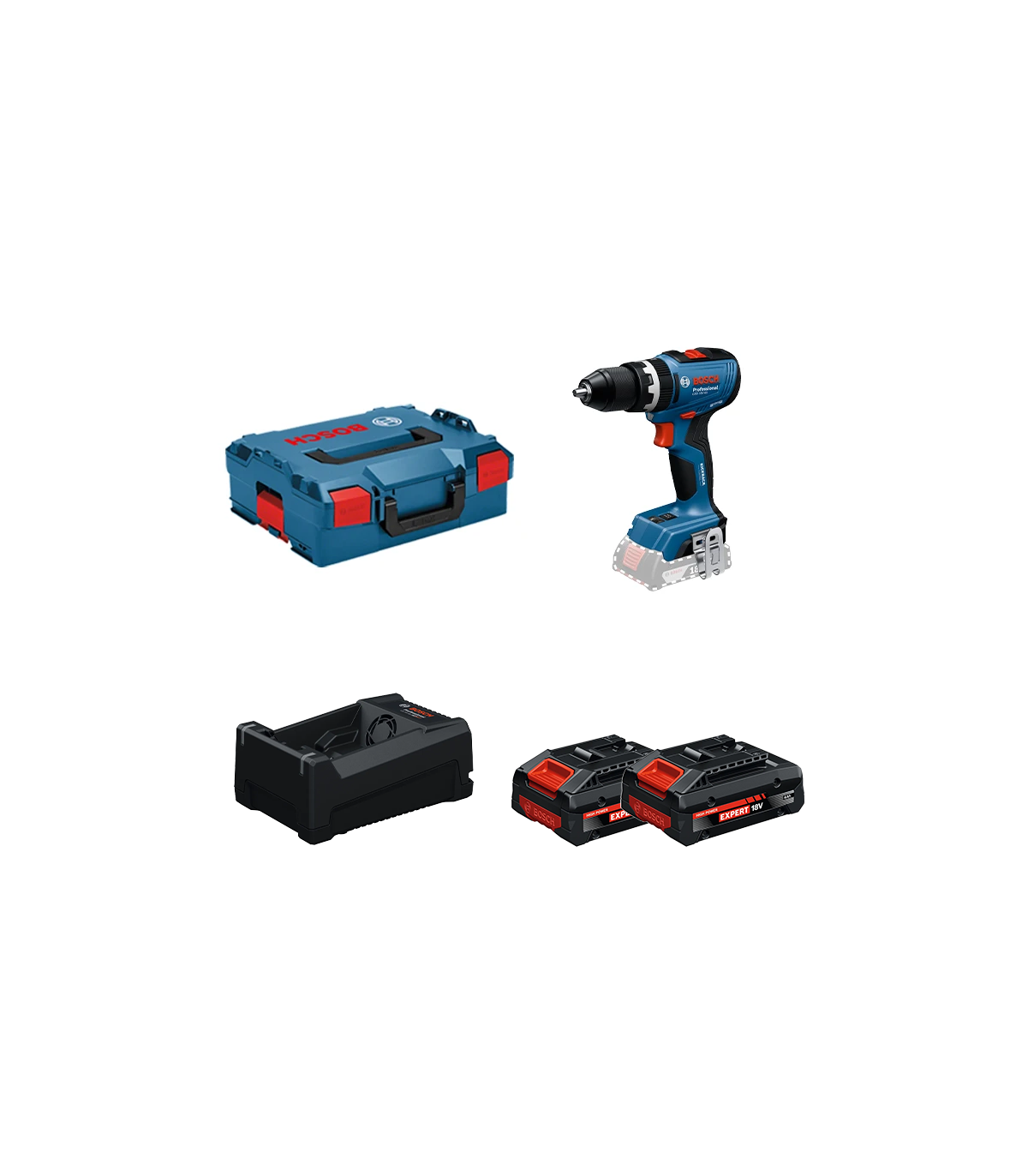 Perceuse-visseuse à percussion GSB 18V-65 + 2 Batteries EXPERT 4 Ah + 1 Chargeur GAL 12V/18V-80 BOSCH