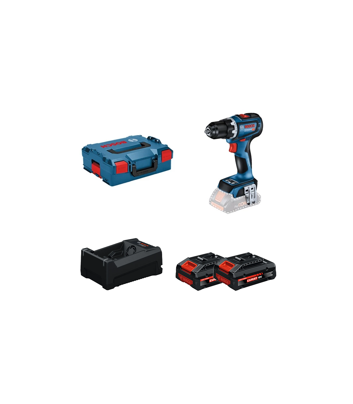 Perceuse-visseuse GSR 18V-90 C + 2 Batteries EXPERT 4 Ah + 1 Chargeur GAL 12V/18V-80 BOSCH