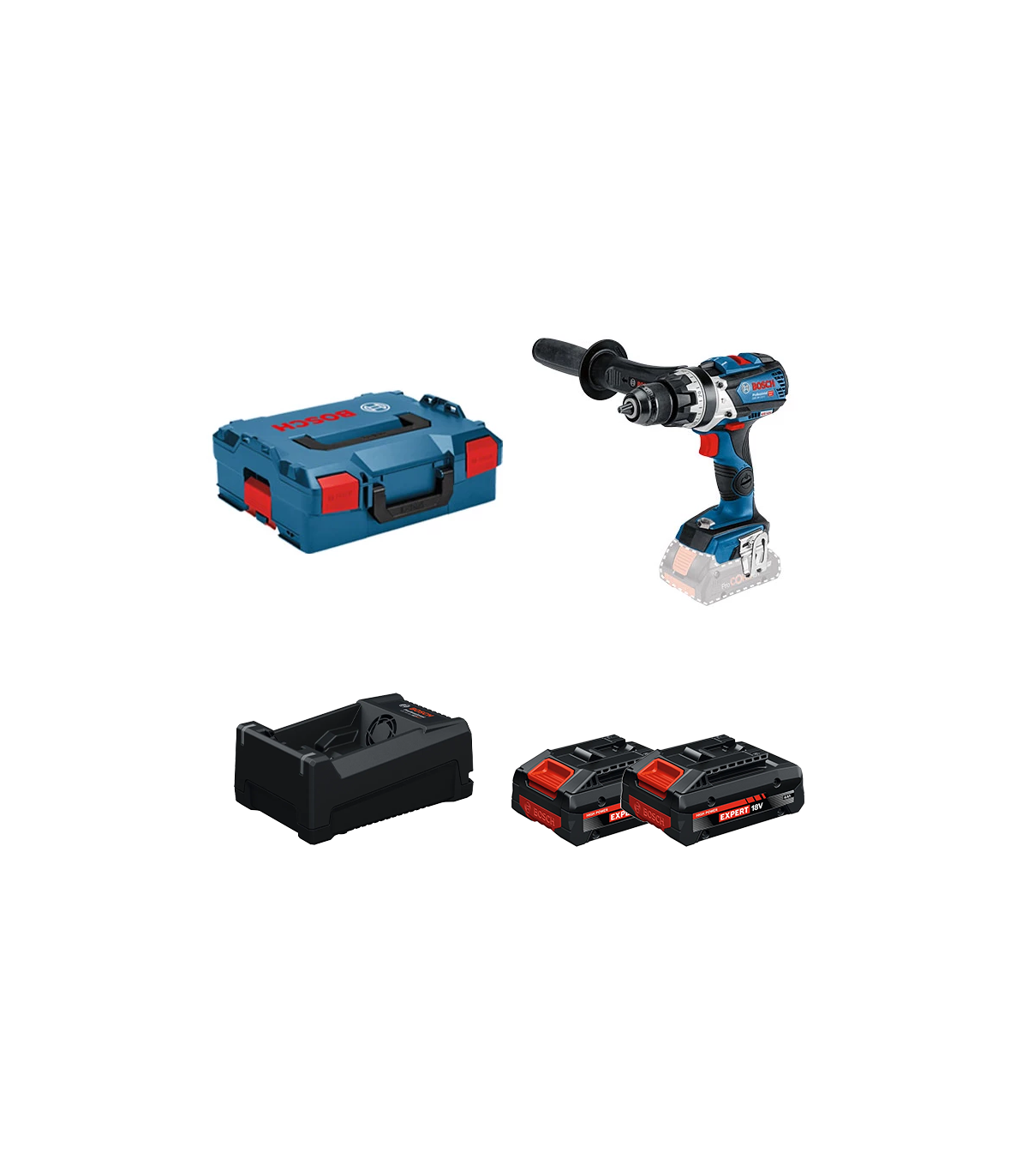 Perceuse-visseuse à percussion GSB 18V-110 C + 2 Batteries EXPERT 4 Ah + 1 Chargeur GAL 12V/18V-80 BOSCH