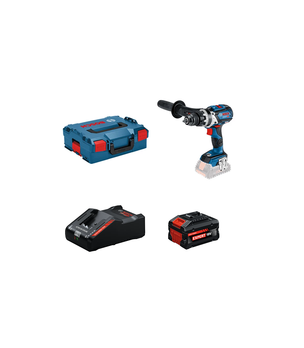 Perceuse-visseuse à percussion GSB 18V-110 C + 1 Batterie EXPERT 8 Ah + 1 Chargeur EXAL18V-160 BOSCH