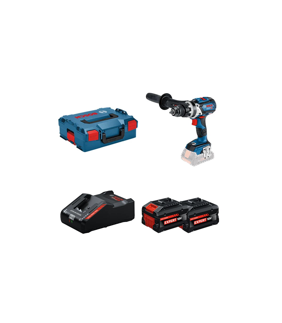 Perceuse-visseuse à percussion GSB 18V-110 C + 2 Batteries EXPERT 8 Ah + 1 Chargeur EXAL18V-160 BOSCH
