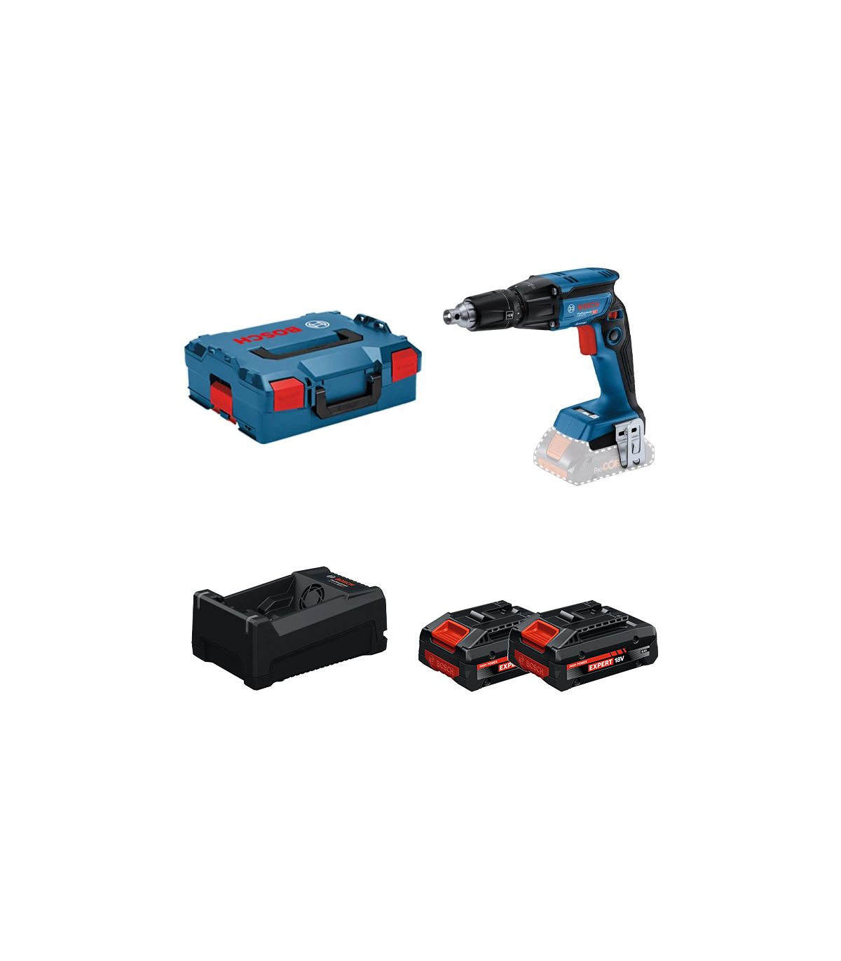 Visseuse placo GTB 18V-45 + 2 Batteries EXPERT 4 Ah + 1 Chargeur GAL 12V/18V-80 BOSCH