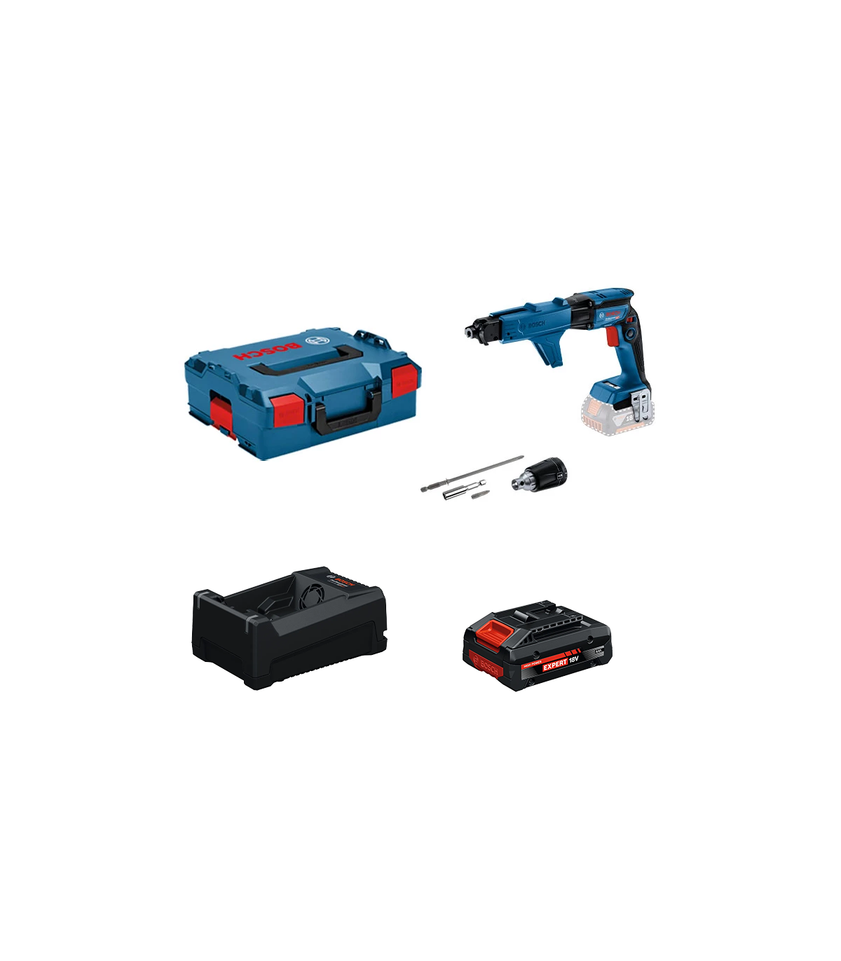 Visseuse placo GTB 18V-45 + chargeur GMA 55 + 1 Batterie EXPERT 4 Ah + 1 Chargeur GAL 12V/18V-80 BOSCH