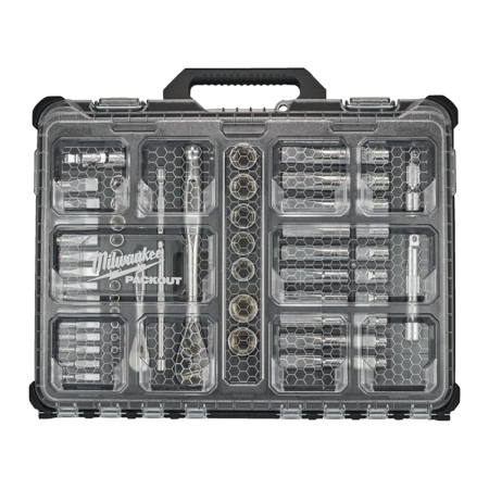 Coffret Packout 63 pièces douille et cliquets 1/2 et 1/4 MILWAUKEE