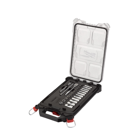 Coffret de 28 pièces clés et douilles à cliquet 1/4" PACKOUT MILWAUKEE