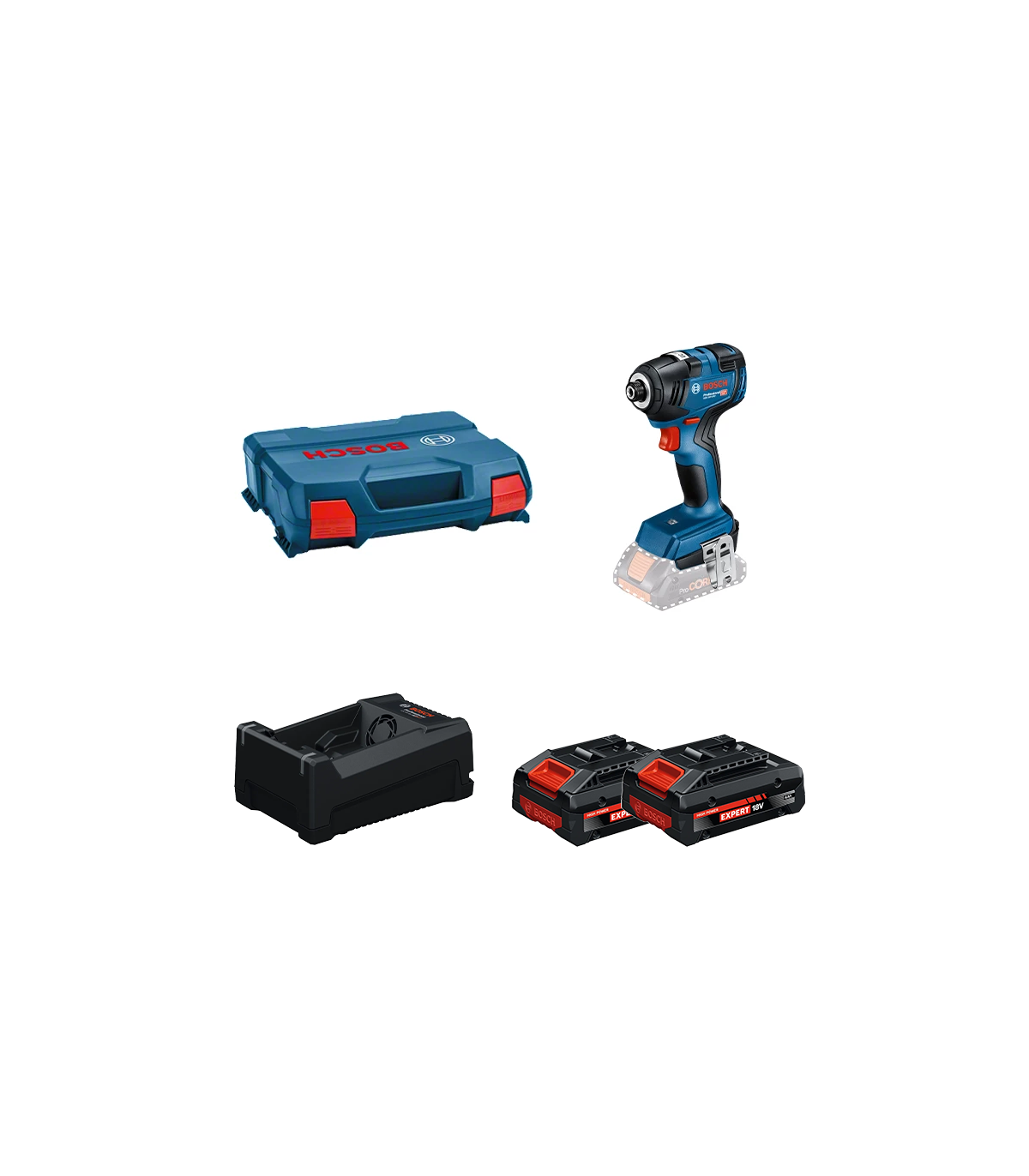 Visseuse à chocs GDR 18V-200 + 2 Batteries EXPERT 4 Ah + 1 Chargeur GAL 12V/18V-80 BOSCH