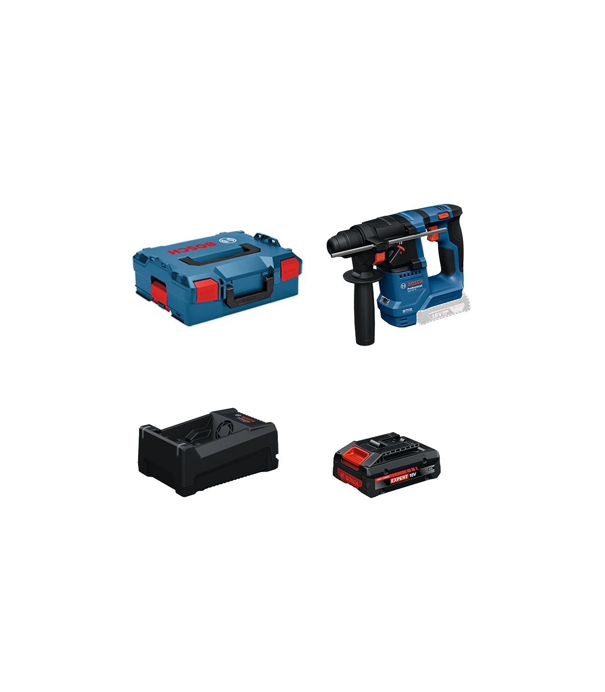 Perforateur SDS Plus GBH 18V-18 + 1 Batterie EXPERT 4 Ah + 1 Chargeur GAL 12V/18V-80 BOSCH