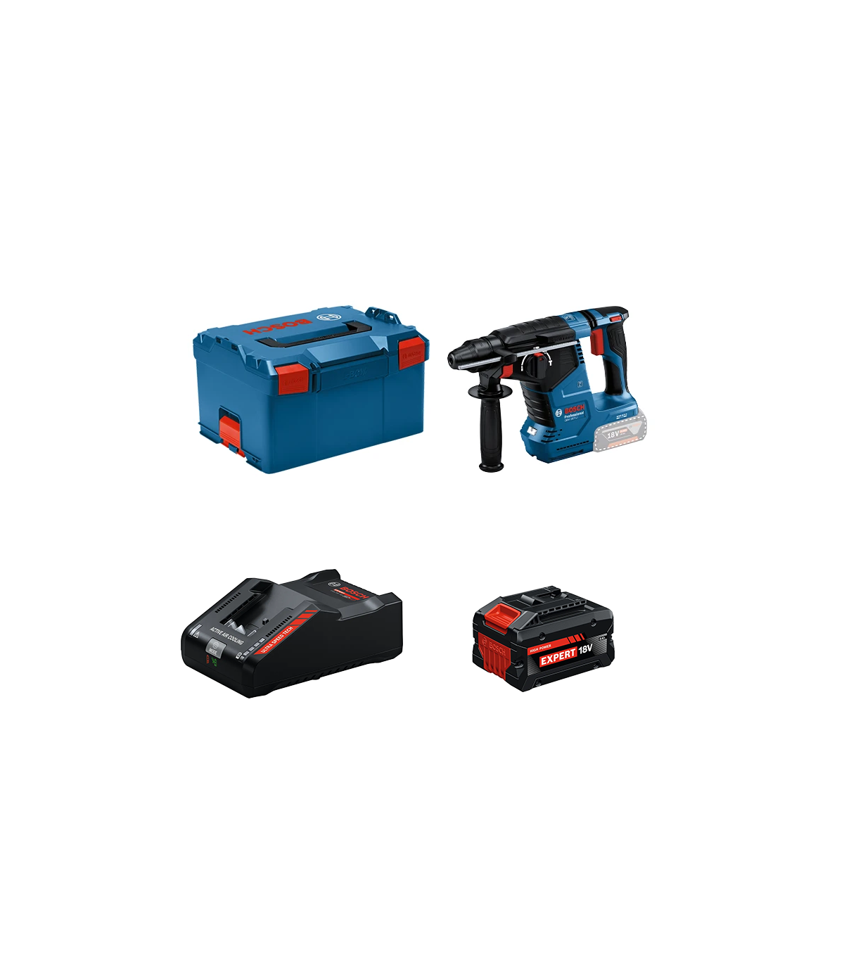Perforateur 18V SDS Plus GBH 18V-24 C + 1 Batterie EXPERT 8 Ah + 1 Chargeur EXAL18V-160 BOSCH