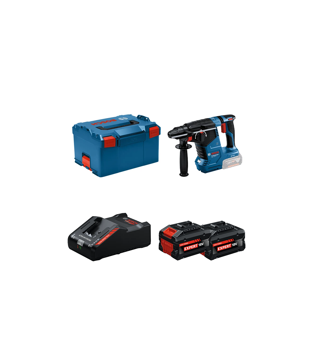 Perforateur 18V SDS Plus GBH 18V-24 C + 2 Batteries EXPERT 8 Ah + 1 Chargeur EXAL18V-160 BOSCH