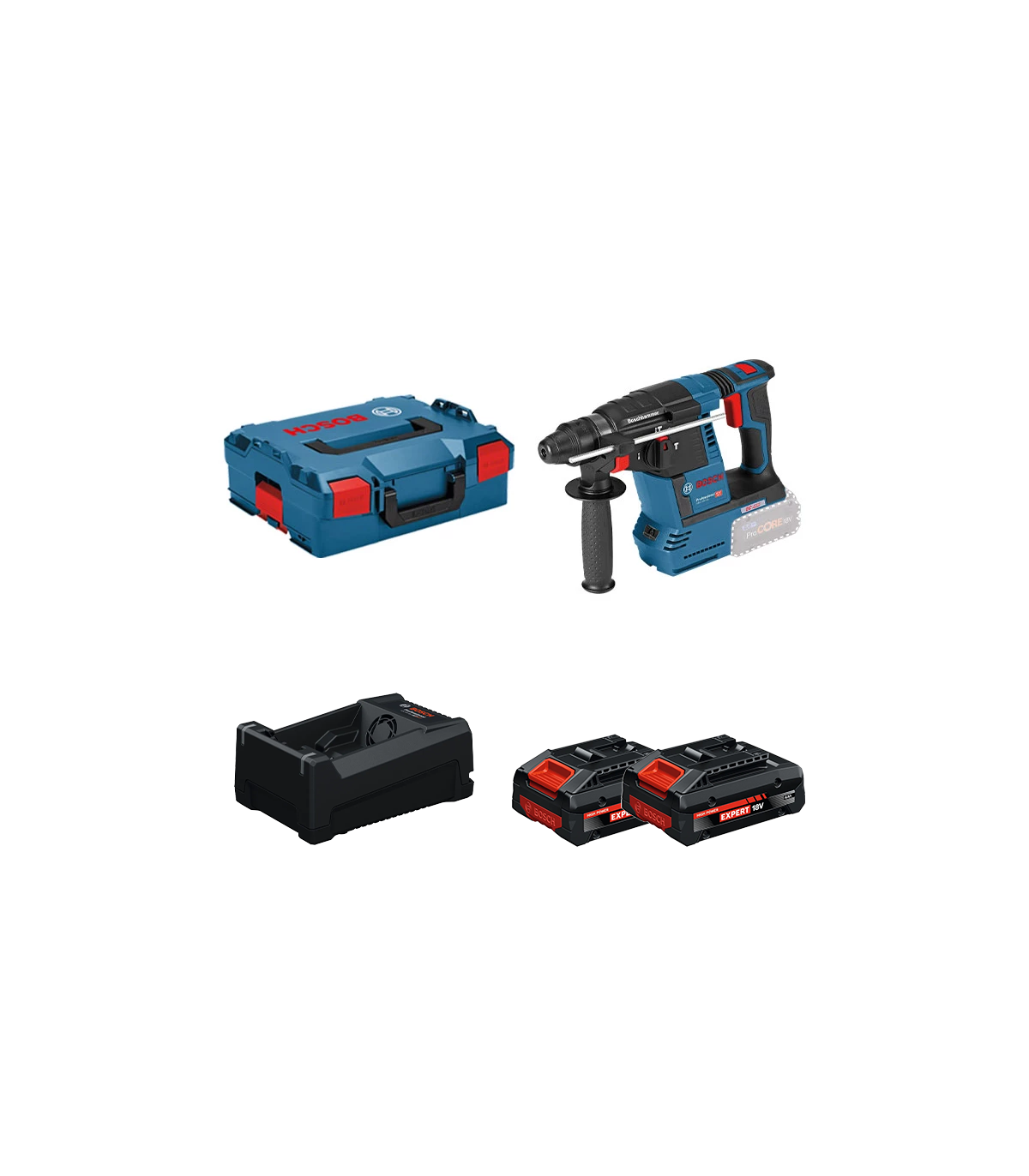 Perforateur SDS-Plus GBH 18V-26 + 2 Batteries EXPERT 4 Ah + 1 Chargeur GAL 12V/18V-80 BOSCH