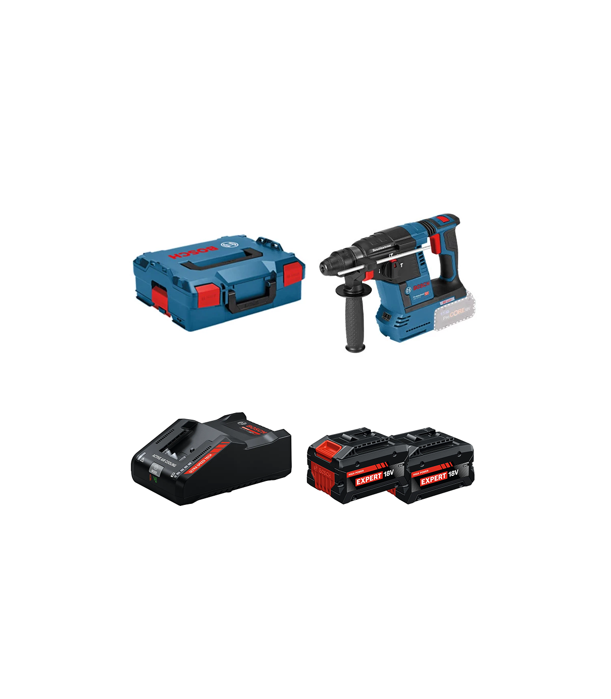 Perforateur SDS-Plus GBH 18V-26 + 2 Batteries EXPERT 8 Ah + 1 Chargeur EXAL18V-160 BOSCH