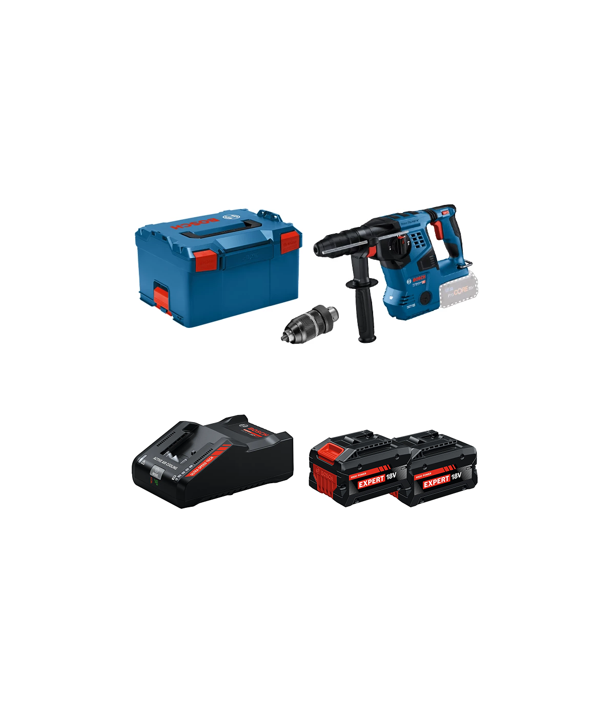 Perforateur GBH 18V-28 CF + 2 Batteries EXPERT 8 Ah + 1 Chargeur EXAL18V-160 BOSCH