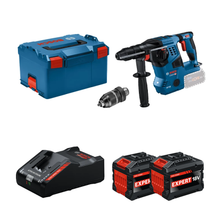 Perforateur GBH 18V-28 CF + 2 Batteries EXPERT 15 Ah + 1 Chargeur EXAL18V-160 BOSCH