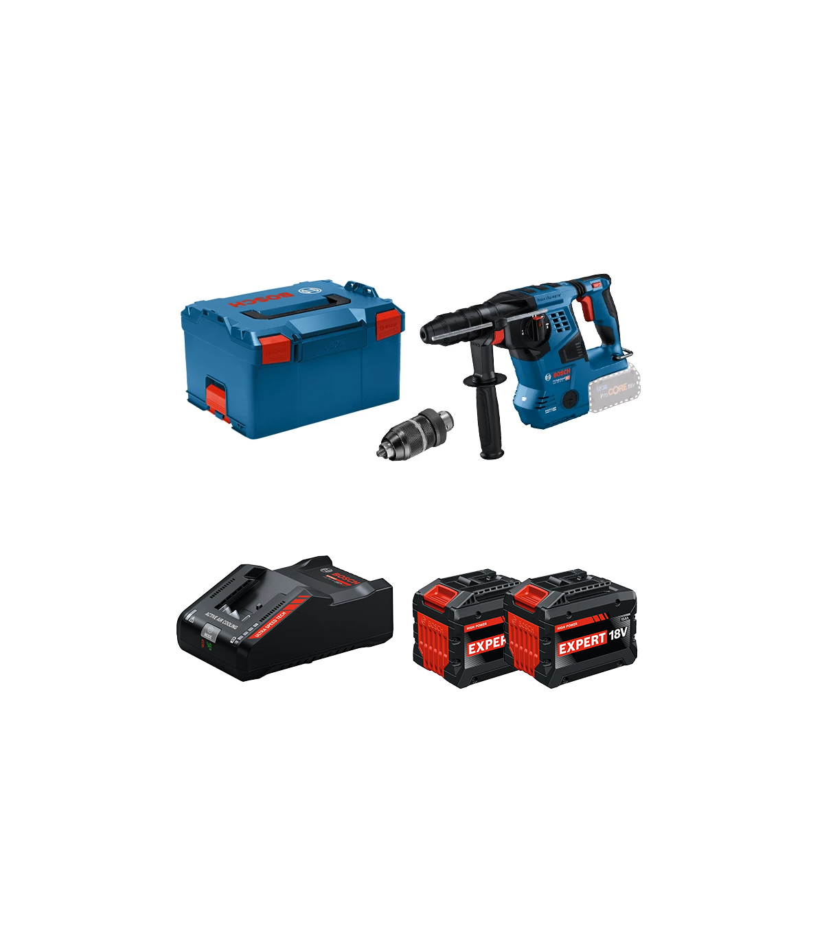 Perforateur GBH 18V-28 CF + 2 Batteries EXPERT 15 Ah + 1 Chargeur EXAL18V-160 BOSCH
