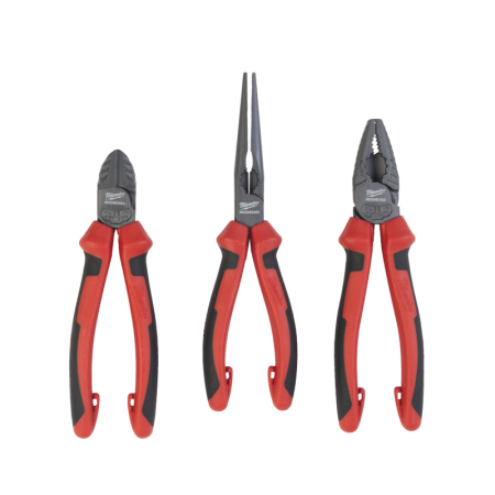 Set de 3 pinces universelle coupante bec long MILWAUKEE