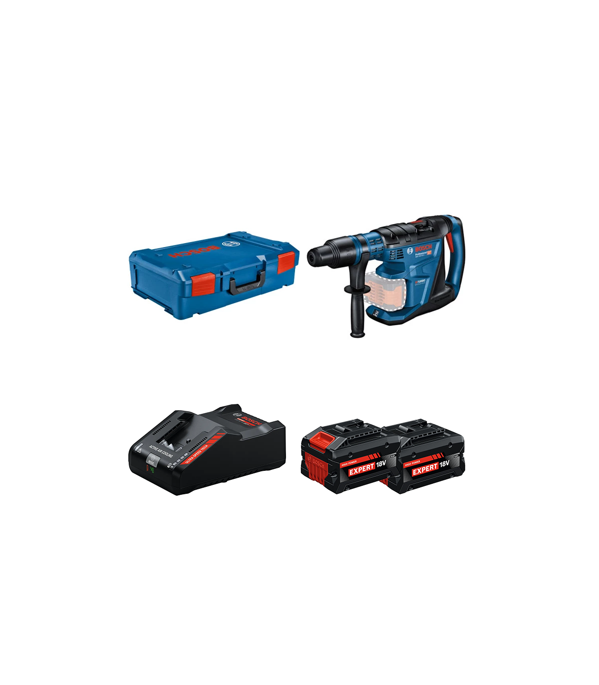 Perforateur SDS MAX GBH 18V-40 C + 2 Batteries EXPERT 8 Ah + 1 Chargeur EXAL18V-160 BOSCH