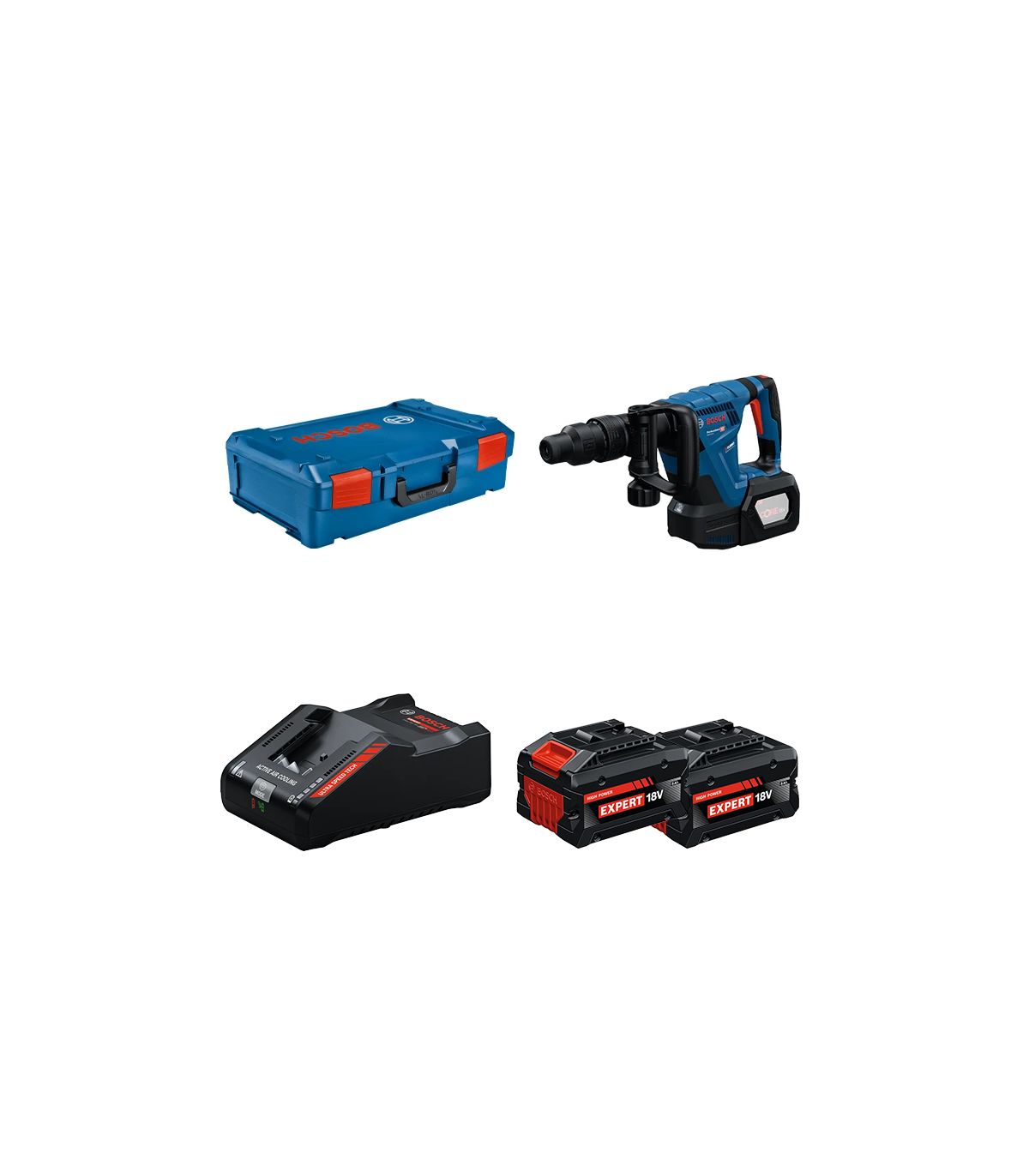 Perforateur SDS Max GSH 18V-5 + 2 Batteries EXPERT 8 Ah + 1 Chargeur EXAL18V-160 BOSCH
