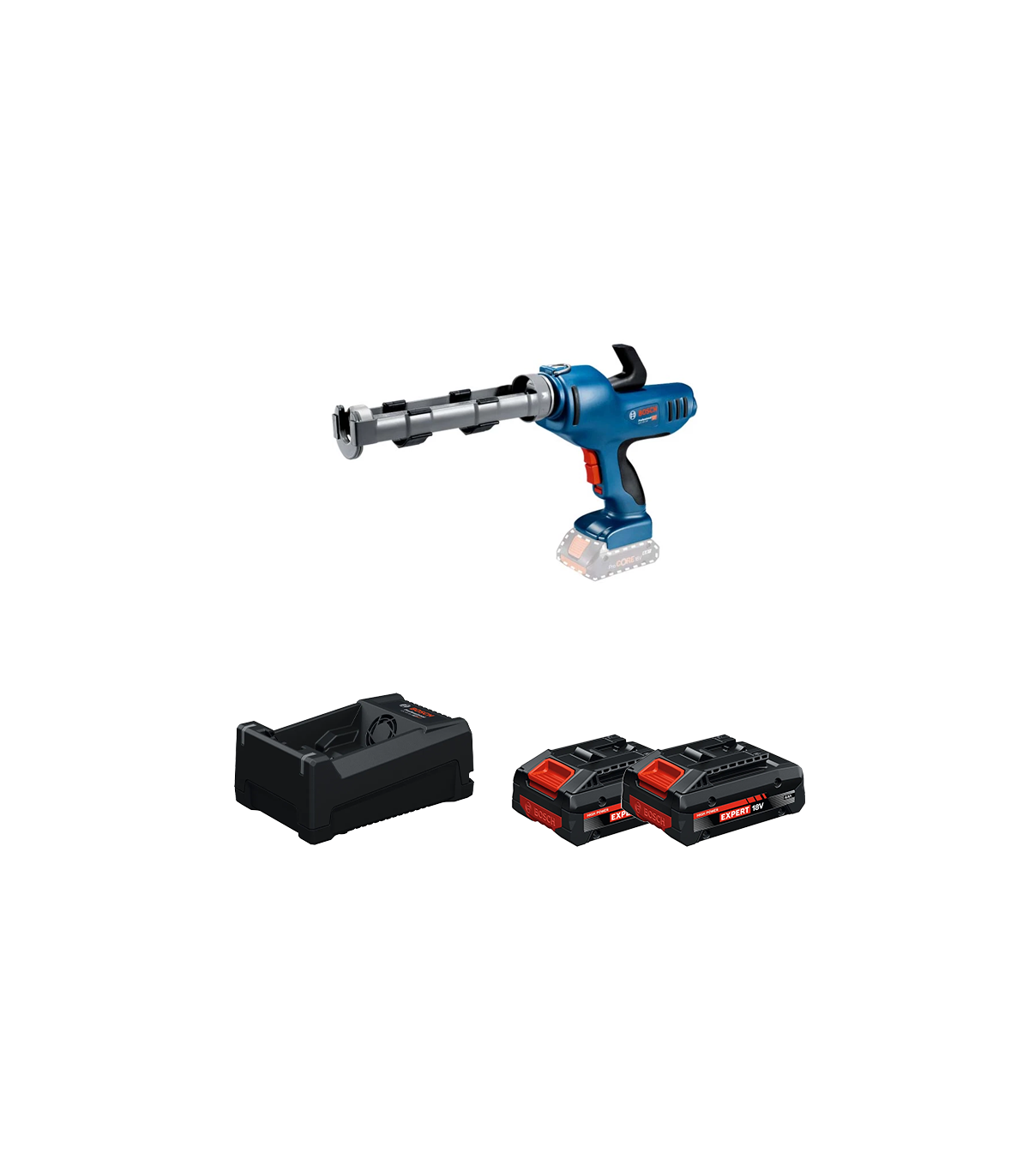 Pistolet à mastic sans-fil GCG 18V-310 Professional + 2 Batteries EXPERT 4 Ah + 1 Chargeur GAL 12V/18V-80 BOSCH