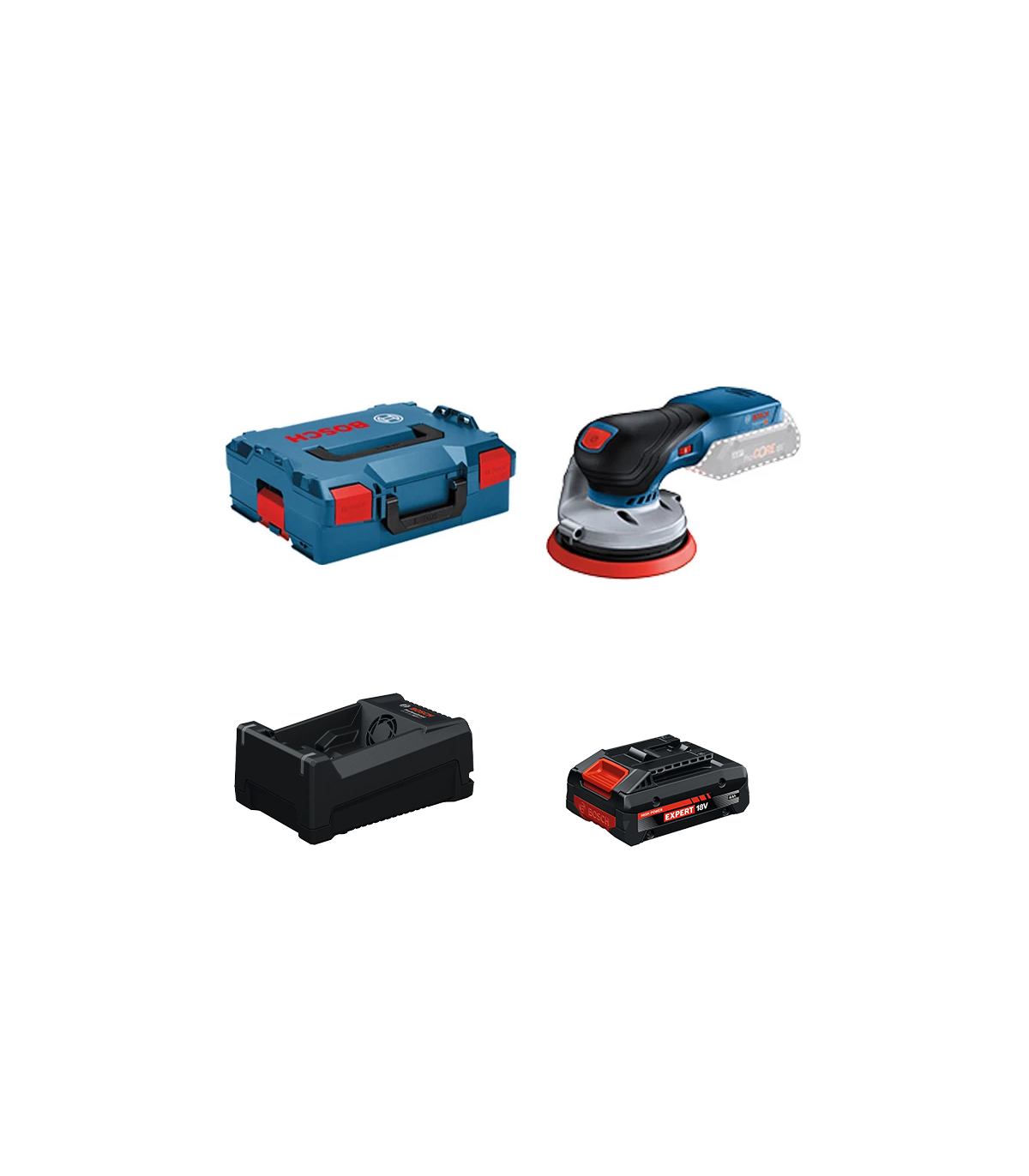 Ponceuse excentrique Ø125 mm GEX 18V-125 + 1 Batterie EXPERT 4 Ah + 1 Chargeur GAL 12V/18V-80 BOSCH