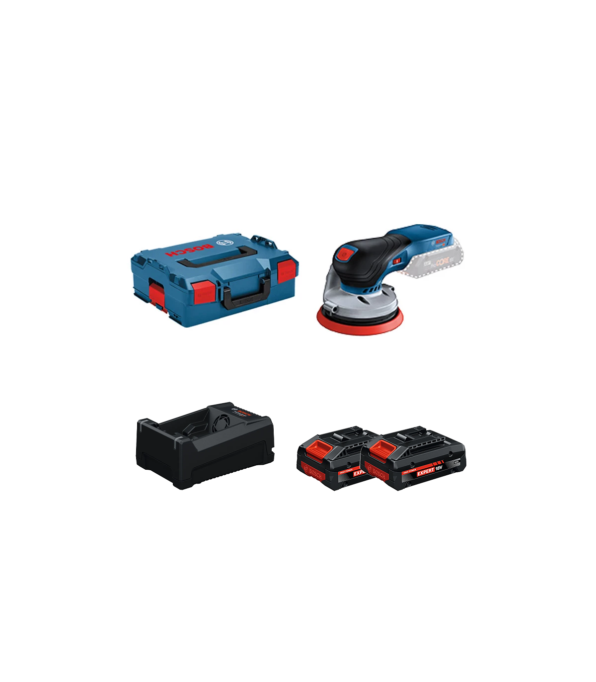 Ponceuse excentrique Ø125 mm GEX 18V-125 + 2 Batteries EXPERT 4 Ah + 1 Chargeur GAL 12V/18V-80 BOSCH