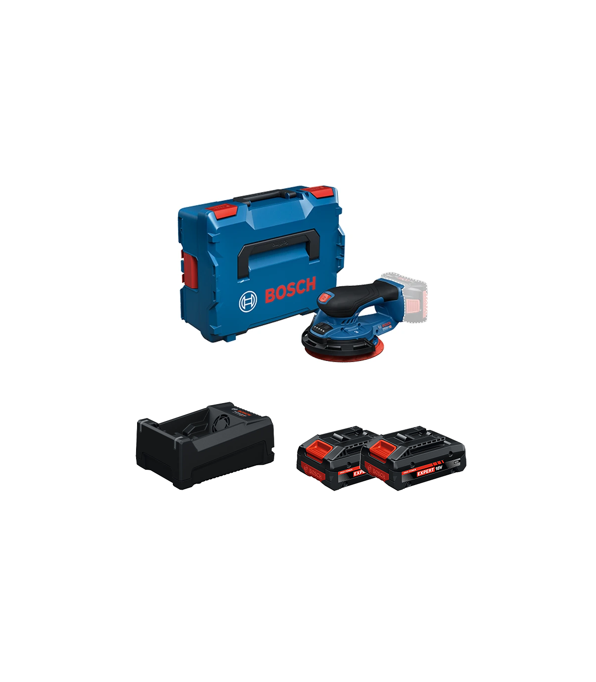 Ponceuse excentrique Ø150 mm GEX 18V-150-3 + 2 Batteries EXPERT 4 Ah + 1 Chargeur GAL 12V/18V-80 BOSCH