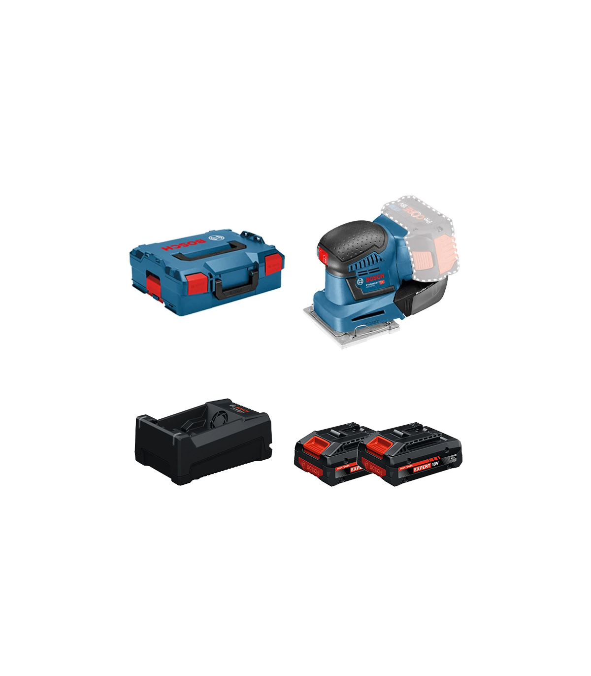 Ponceuse vibrante GSS 18V-10 + 2 Batteries EXPERT 4 Ah + 1 Chargeur GAL 12V/18V-80 BOSCH