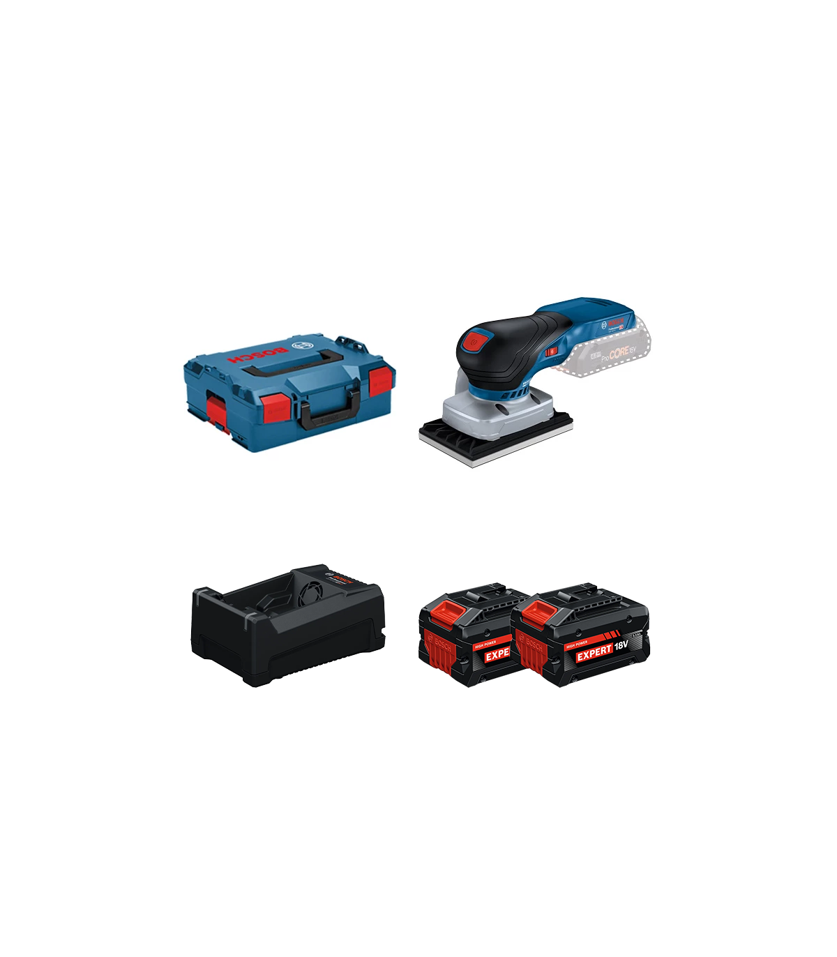 Ponceuse vibrante GSS 18V-13 + 2 Batteries EXPERT 5,5 Ah + 1 Chargeur GAL 12V/18V-80 BOSCH
