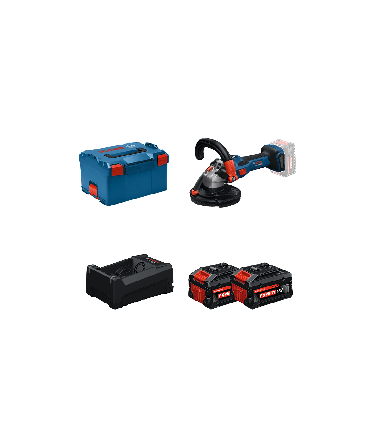 Ponceuse à béton Ø125 mm GBR 18V-15 S + 2 Batteries EXPERT 5,5 Ah + 1 Chargeur GAL 12V/18V-80 BOSCH