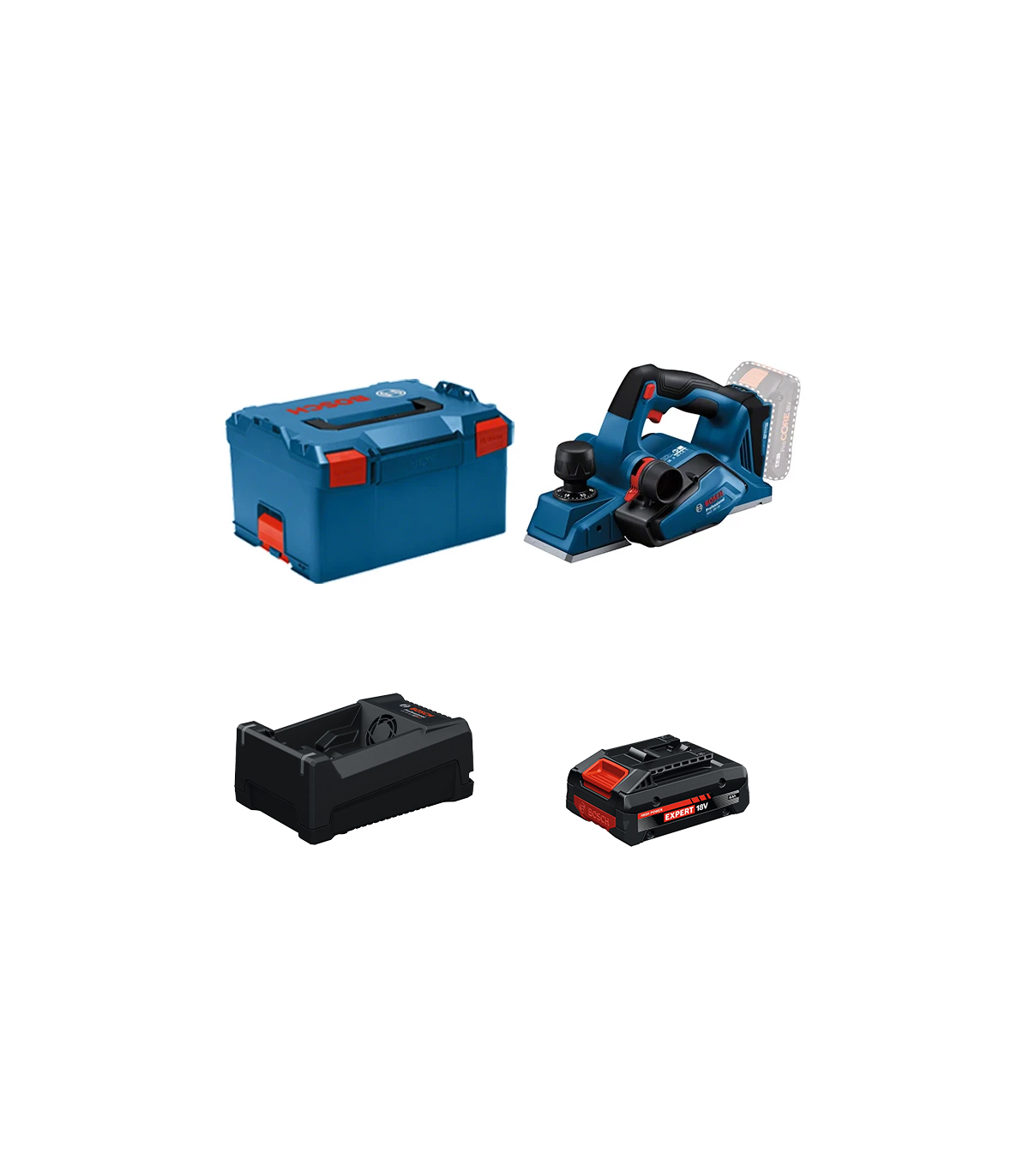 Rabot GHO 18V-26 + 1 Batterie EXPERT 4 Ah + 1 Chargeur GAL 12V/18V-80 BOSCH