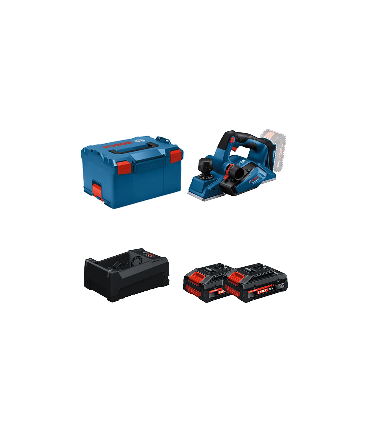 Rabot GHO 18V-26 + 2 Batteries EXPERT 4 Ah + 1 Chargeur GAL 12V/18V-80 BOSCH