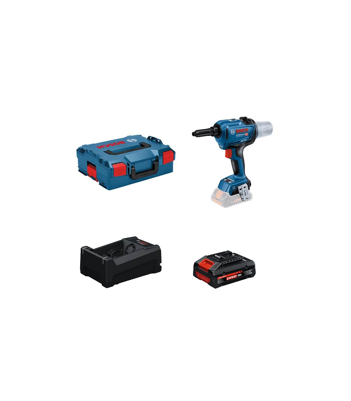 Riveteuse GRG 18V-16 C + 1 Batterie EXPERT 4 Ah + 1 Chargeur GAL 12V/18V-80 BOSCH