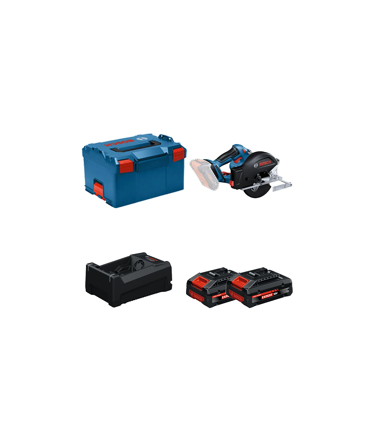 Scie circulaire à métaux Ø136 mm GKM 18V-50 + 2 Batteries EXPERT 4 Ah + 1 Chargeur GAL 12V/18V-80 BOSCH