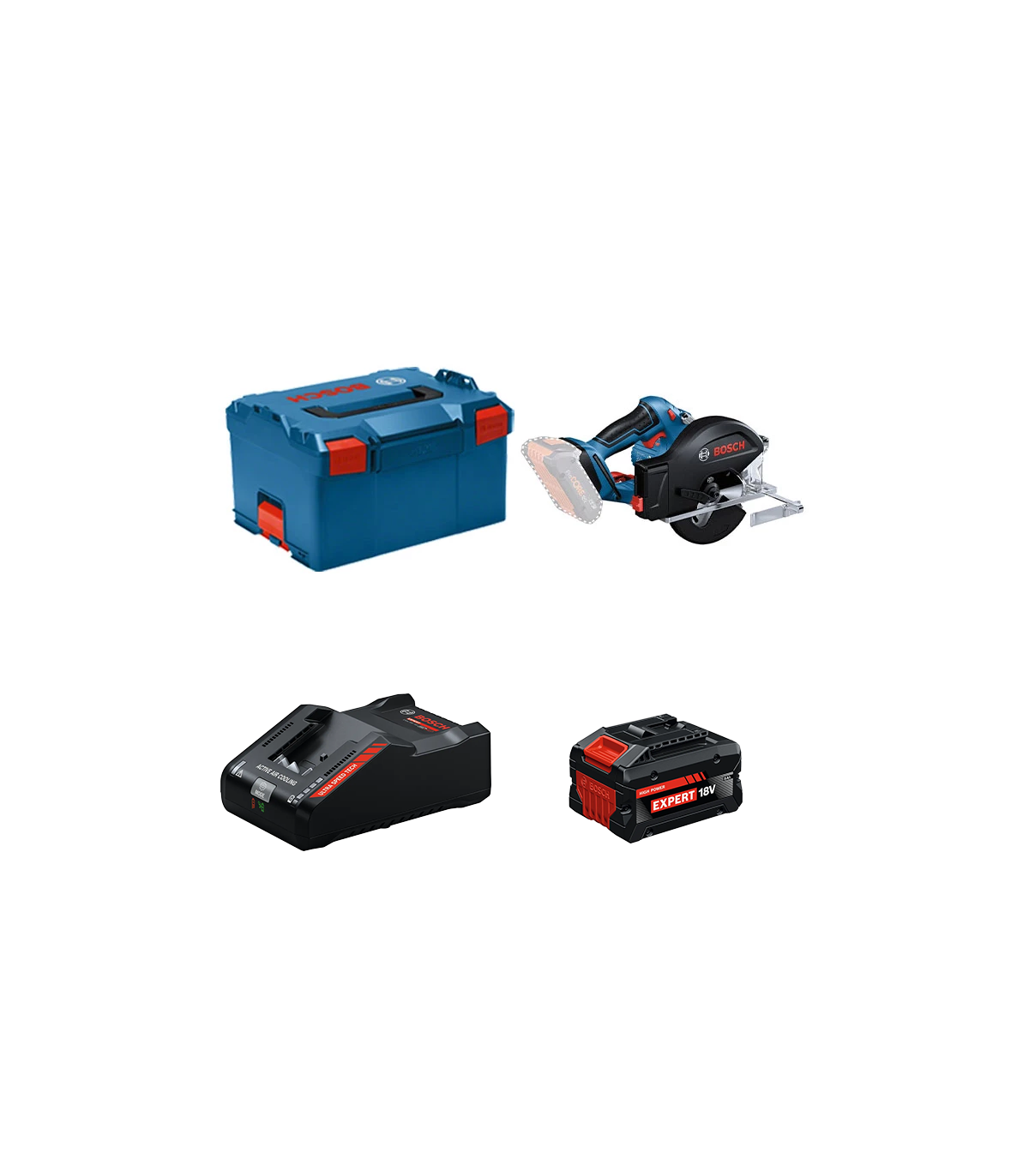 Scie circulaire à métaux Ø136 mm GKM 18V-50 + 1 Batterie EXPERT 8 Ah + 1 Chargeur EXAL18V-160 BOSCH