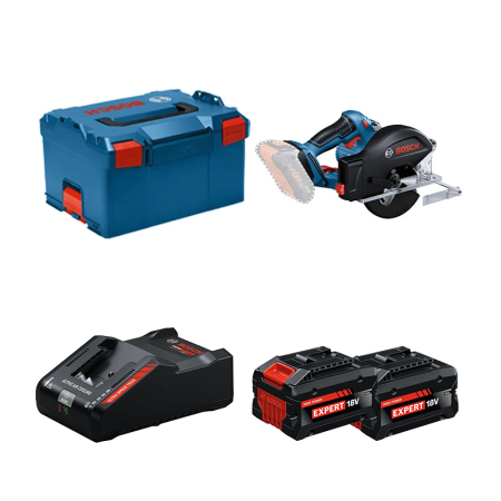 Scie circulaire à métaux Ø136 mm GKM 18V-50 + 2 Batteries EXPERT 8 Ah + 1 Chargeur EXAL18V-160 BOSCH
