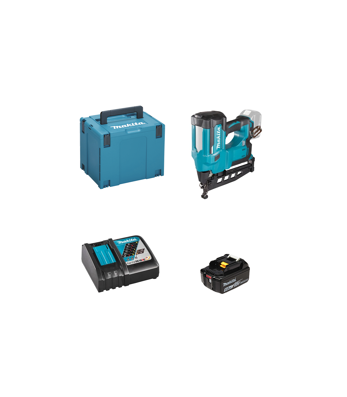 Cloueur 18V DBN600ZJ + 1 batterie BL1850B 18V 5 Ah + chargeur rapide DC18RC MAKITA