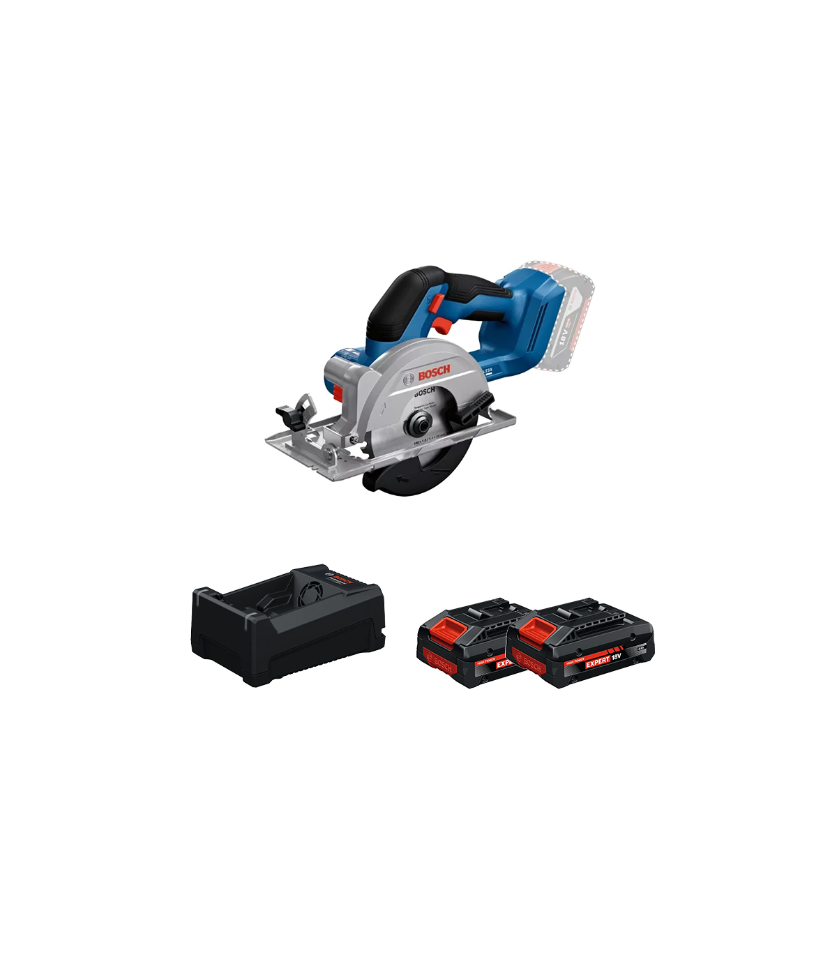 Scie circulaire Ø140 mm GKS 18V-51 + 2 Batteries EXPERT 4 Ah + 1 Chargeur GAL 12V/18V-80 BOSCH