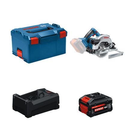 Scie circulaire Ø165 mm GKS 18V-57G + 1 Batterie EXPERT 5,5 Ah + 1 Chargeur GAL 12V/18V-80 BOSCH